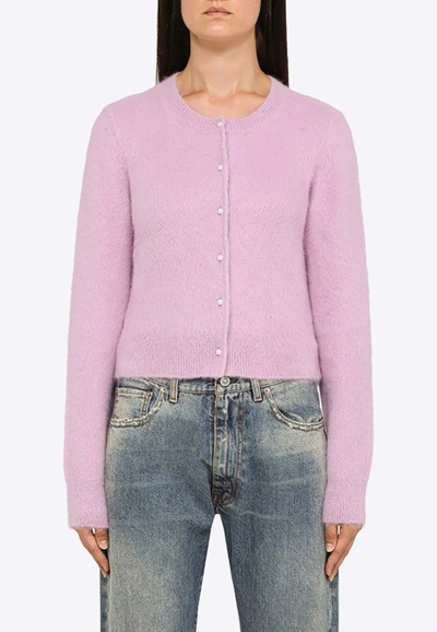 Maison Margiela Cardigan Sweater In Lilac