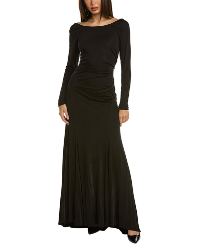Donna Karan Jersey V-back Gown In Black