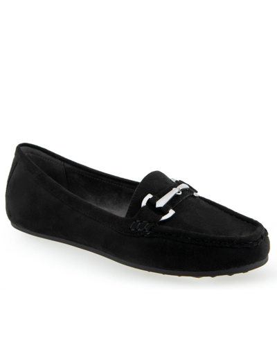 Aerosoles Women's Day Drive Loafers In Black Faux Suede