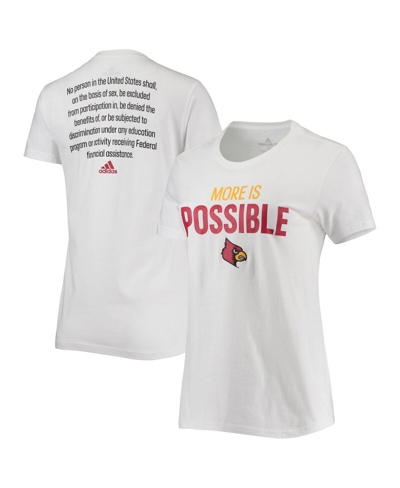 Adidas Originals Women's Adidas White Louisville Cardinals More Is Possible T-shirt