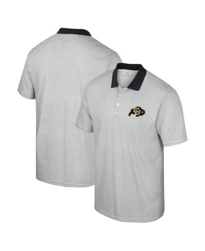 Colosseum Men's  White, Black Ucf Knights Print Stripe Polo Shirt In White,black