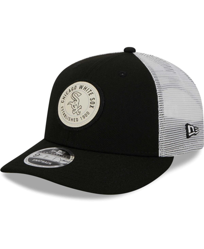 New Era Men's  Black Chicago White Sox Circle Trucker Low Profile 9fifty Snapback Hat