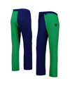 ZOOZATZ WOMEN'S ZOOZATZ NAVY, GREEN NOTRE DAME FIGHTING IRISH COLORBLOCK COZY TRI-BLEND LOUNGE PANTS