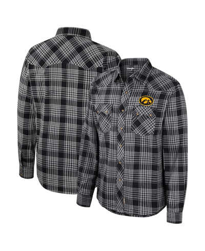 Colosseum Men's  X Wrangler Black Iowa Hawkeyes Plaid Western Long Sleeve Full-snap Shirt