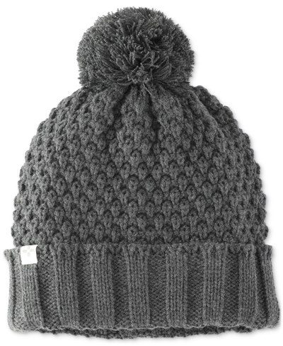 Sun + Stone Men's Textured-knit Cuffed Pom-pom Beanies, Created For Macy's In Grey