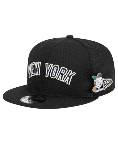 NEW ERA MEN'S NEW ERA BLACK NEW YORK YANKEES POST UP PIN 9FIFTY SNAPBACK HAT