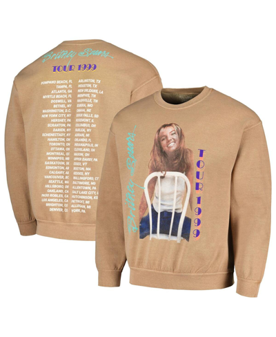 Philcos Men's Tan Distressed Britney Spears Tour Washed Pullover Sweatshirt