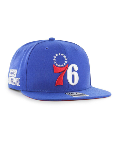 47 Brand Men's ' Royal Philadelphia 76ers Sure Shot Captain Snapback Hat