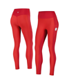 KADYLUXE WOMEN'S KADYLUXE RED WISCONSIN BADGERS 7/8 MIXED MEDIA POCKET ILEGGINGS