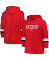 Profile Women's  Scarlet Ohio State Buckeyes Plus Size Badge Bridge Stripe Pullover Hoodie In Scarlet