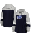 PROFILE WOMEN'S NAVY PENN STATE NITTANY LIONS PLUS SIZE COLOR-BLOCK PULLOVER HOODIE