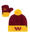 47 BRAND LITTLE BOYS AND GIRLS '47 BRAND BURGUNDY, GOLD WASHINGTON COMMANDERS BAM BAM CUFFED KNIT HAT WITH PO