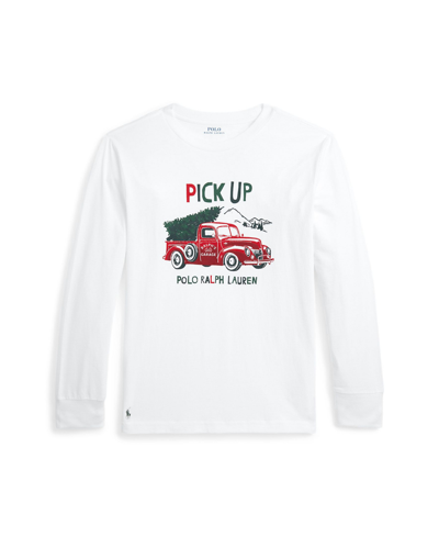 Polo Ralph Lauren Kids' Big Boys Cotton Long-sleeve Graphic T-shirt In White