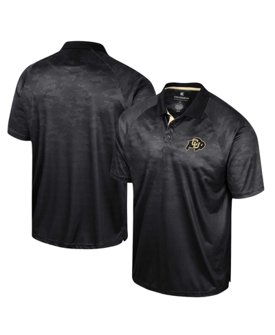 Colosseum Men's  Black Colorado Buffaloes Honeycomb Raglan Polo Shirt