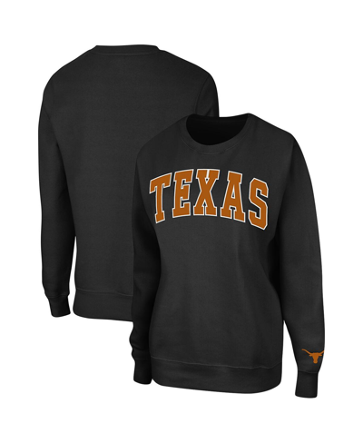 Colosseum Women's  Black Texas Longhorns Campanile Pullover Sweatshirt