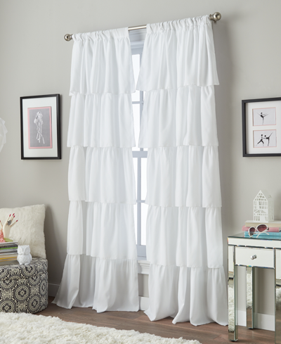 Curtainworks Ruffled Rod Pocket Single Curtain Panel, 42" X 63" In White