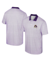 Colosseum Men's  White, Purple Ecu Pirates Print Stripe Polo Shirt In White,purple