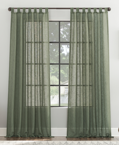 Archaeo Tansy Burlap Weave Tab Top Curtain Panel, 50"x 96" In Moss