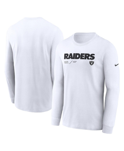 Nike Men's  White Las Vegas Raiders Sideline Infograph Lock Up Performance Long Sleeve T-shirt