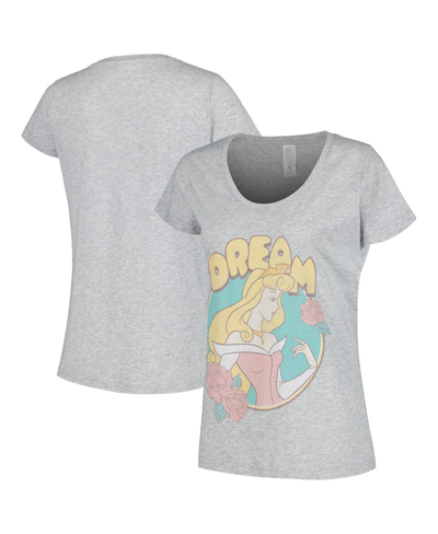 Mad Engine Women's  Heather Gray Sleeping Beauty Dream Aurora Scoop Neck T-shirt