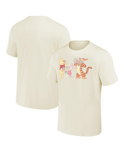 Mad Engine Men's And Women's  Cream Winnie The Pooh Flowers T-shirt