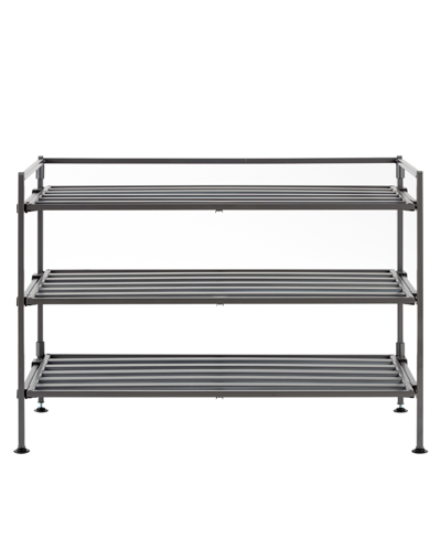 Seville Classics 3-tier Stackable 9-pair Resin Slat Shoe Rack In Ash Gray