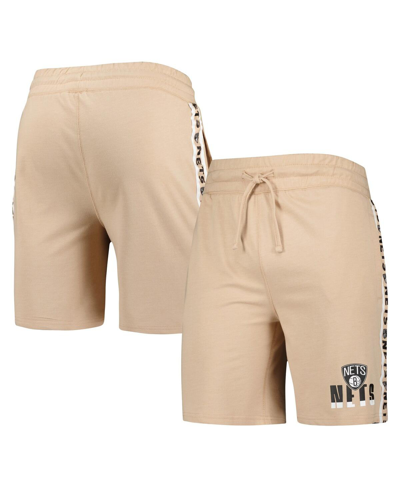 Concepts Sport Men's  Tan Brooklyn Nets Team Stripe Shorts
