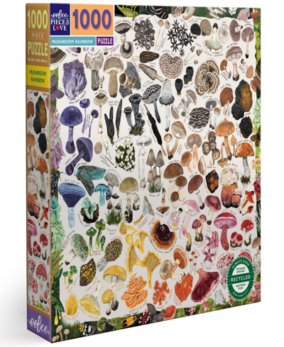 Eeboo Piece And Love Mushroom Rainbow 1000 Piece Square Adult Jigsaw Puzzle Set, Ages 14 Years And Up In Multi