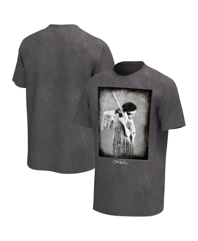Philcos Men's Black Distressed Jimi Hendrix Woodstock Washed Graphic T-shirt