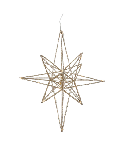 Northlight Led Lighted B/o Glittered Geometric Star Christmas Decoration With Warm White Lights, 12" In Gold