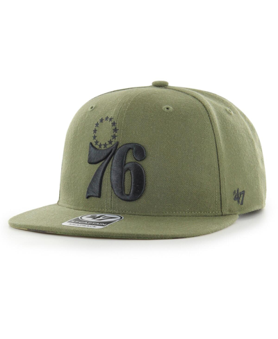 47 Brand Men's ' Olive Philadelphia 76ers Ballpark Camo Captain Snapback Hat