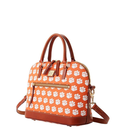 Dooney & Bourke Women's  Clemson Tigers Signature Zip Satchel Purse In Orange