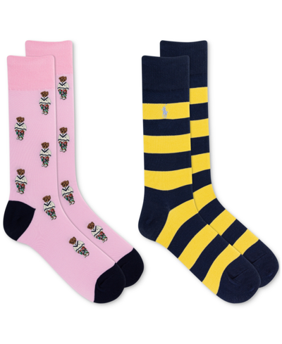 Polo Ralph Lauren Men's Mini Cricket Bear Slack Socks, 2-pack In Light Pink