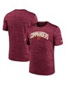 NIKE MEN'S NIKE BURGUNDY WASHINGTON COMMANDERS SIDELINE VELOCITY ATHLETIC STACK PERFORMANCE T-SHIRT