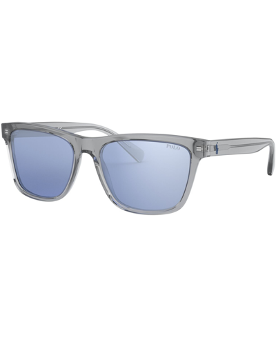 Polo Ralph Lauren Sunglasses, 0ph4167 In Transparent Grey,light Blue Mirror Silve
