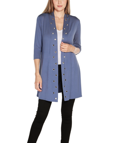 Belldini Grommet-trim Duster Cardigan In Indigo Coast