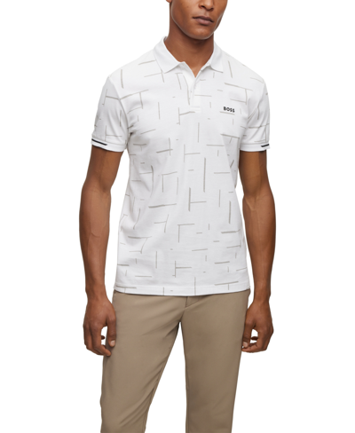 Hugo Boss Boss By  Men's Tonal Printed Pattern Polo Shirt In White