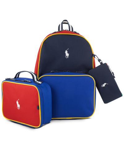 Polo Ralph Lauren Kids' Big Boys Backpack, Lunch Box And Pencil Case Combo Set, 3 Piece In Multi