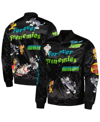 FREEZE MAX MEN'S FREEZE MAX BLACK TOM AND JERRY GRAPHIC SATIN FULL-SNAP JACKET