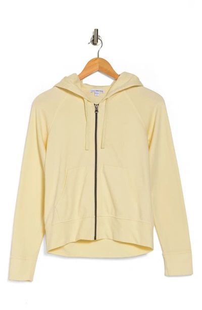 James Perse French Terry Crop Zip Hoodie In Naples Yellow