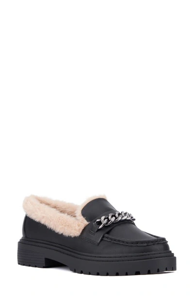 Fashion To Figure Ida Faux Fur Trim Loafer In Black