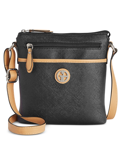 Giani Bernini Saffiano North South Crossbody, Created For Macy's In Black,brown,silver