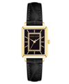 ANNE KLEIN WOMEN'S WATCH IN BLACK FAUX LEATHER WITH GOLD-TONE LUGS, 24X36.3MM