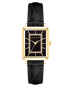 Anne Klein Women's Watch In Black Faux Leather With Gold-tone Lugs, 24x36.3mm In Black