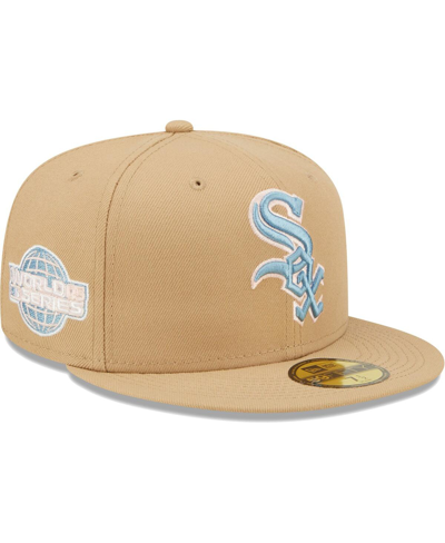 New Era Men's  Tan Chicago White Sox 2005 World Series Sky Blue Undervisor 59fifty Fitted Hat