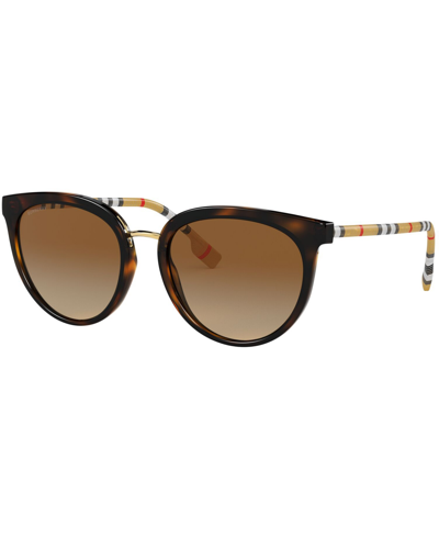 Burberry Polarized Sunglasses, 0be4316 In Dark Havana,polar Brown Gradient
