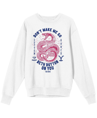 Bioworld Men's And Women's White Distressed Yellowstone Snake Art Pullover Sweatshirt