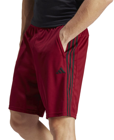 Adidas Originals Adidas Men's Train Essentials Classic-fit Aeroready 3-stripes 10" Training Shorts In Btr Scarlet,blk