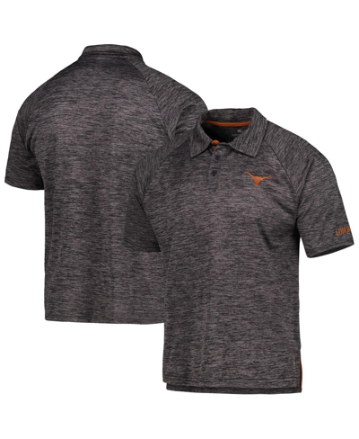 Colosseum Men's  Heather Black Texas Longhorns Down Swing Raglan Polo Shirt