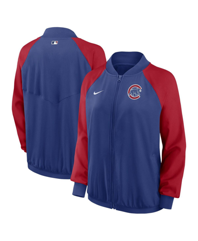 Nike Women's  Royal Chicago Cubs Authentic Collection Team Raglan Performance Full-zip Jacket